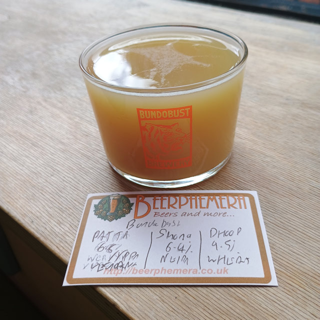 Third of Shona by Bundobust (6.4% New England IPA), taken at Bundobust, Liverpool on 3/6/26. I don't know why I took glass pics, as I had the pump images.